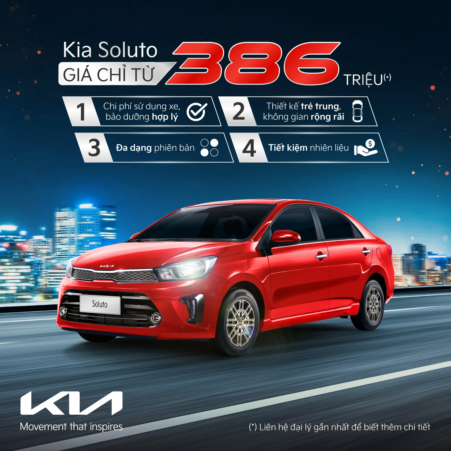 Kia Soluto áp dụng giá mới, cạnh tranh các xe cùng phân khúc